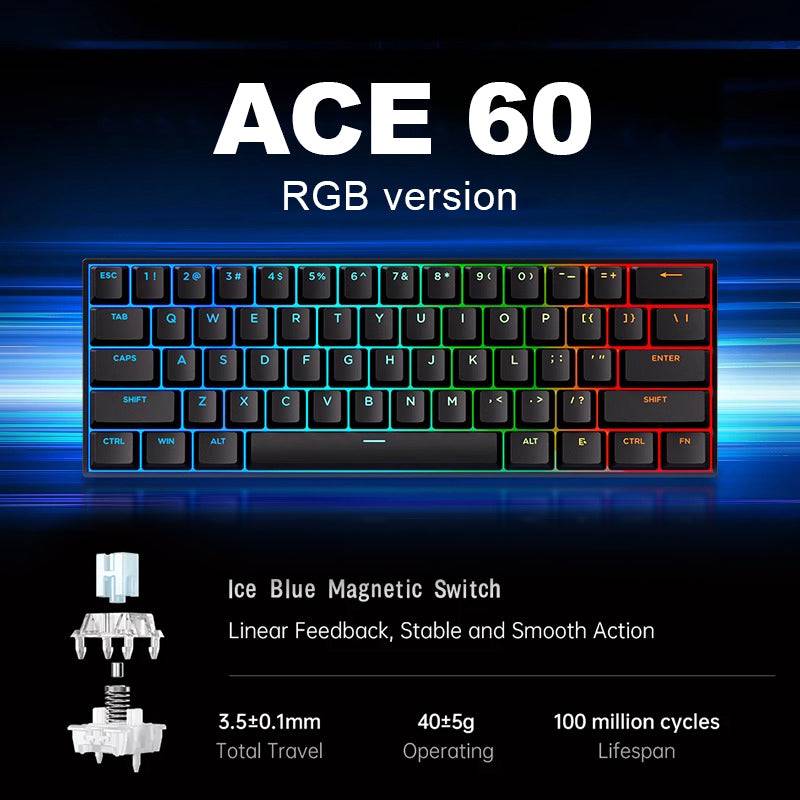 MCHOSE ACE 60 PRO layout is similar to Wooting60HE and MAD60HE, supports quick triggering