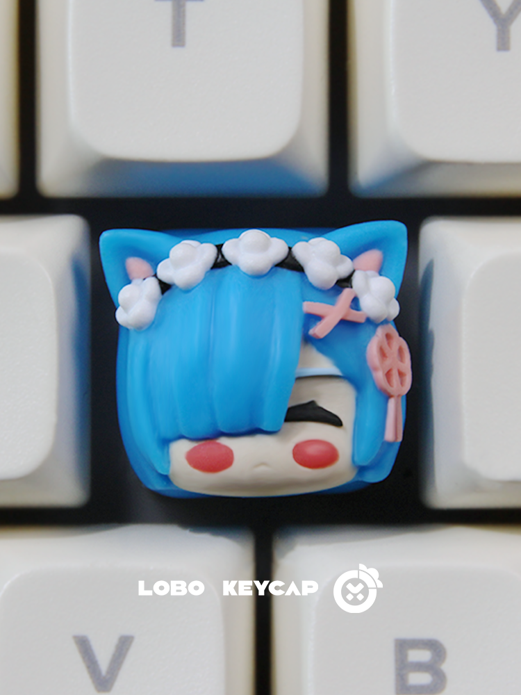 Rem & Ram Anime Artisan Keycap for Mechanical Keyboard Gift