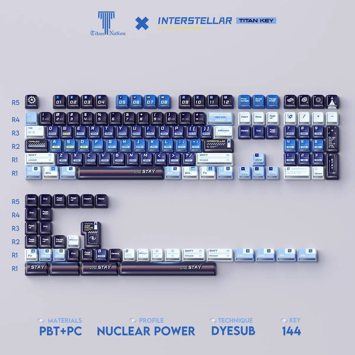 Interstellar PC PBT Keycaps Set mechanical keyboards layout Compatible with Keychron K1