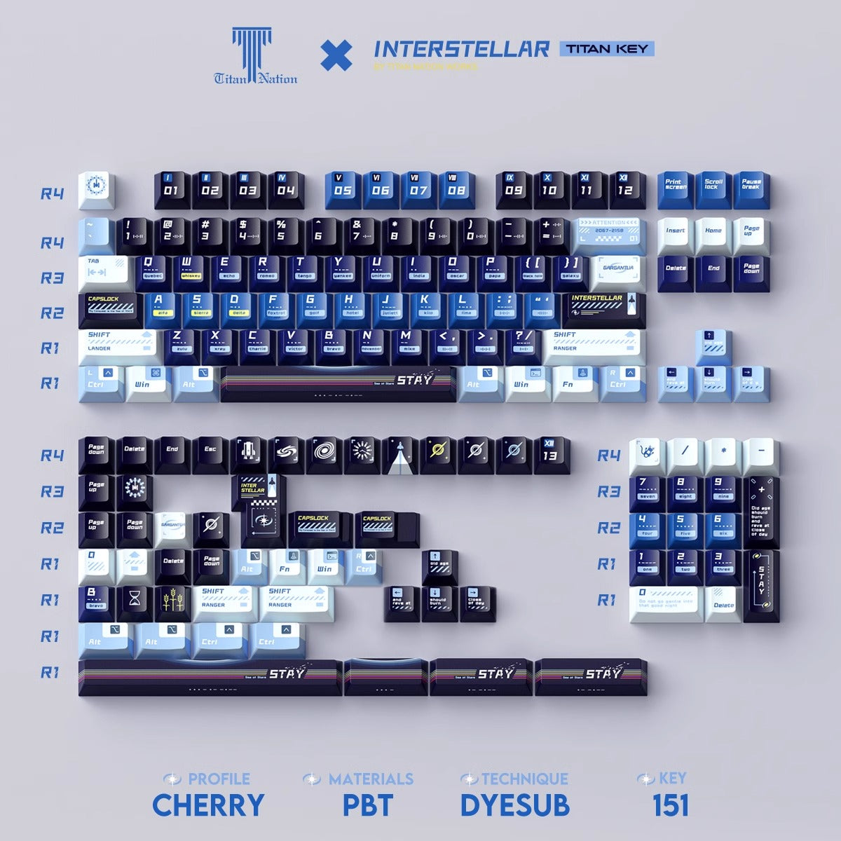 Interstellar PC PBT Keycaps Set mechanical keyboards layout Compatible with Keychron K3