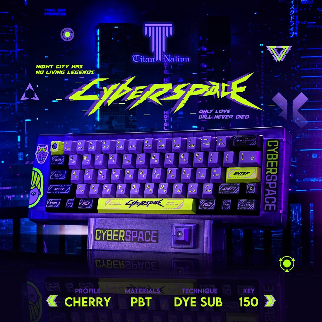 Custom Cyberpunk Keycaps Set mechanical keyboards layout Compatible with Wooting 60HE