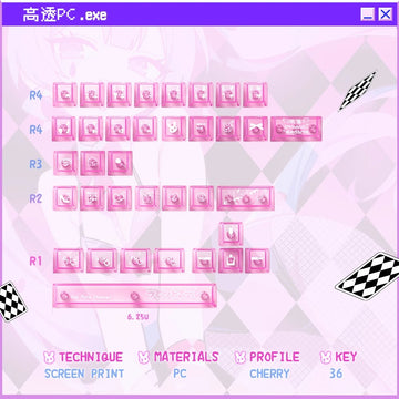 Rabbit Hole Keycaps are compatible with various mechanical keyboards, supporting both ANSI and ISO layouts. They are suitable for keyboards such as the Wooting 60HE, AL65, MAD60HE, and ACE60 gaming keyboards.
