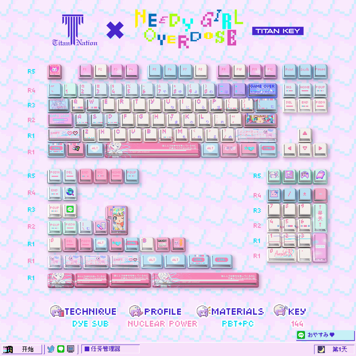 KAngel - Astral Party Wiki Keycaps Compatible with Wooting 60HE, MAD60HE, ACE60, ATK EDGE60, FUN60, WIN60, LUCKY 65, IPI65, REAL67, XTRFY K5, TITAN68, ACE68, MAD68HE, MADE68, HERO68, NANO68, FIRE68, MIG68, and ATK RS6.