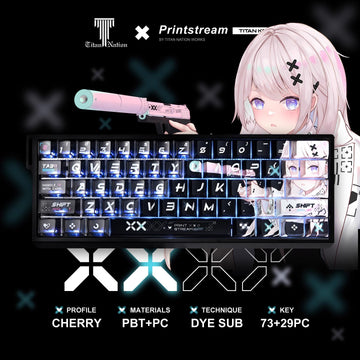 Printstream Girl Keycaps Compatible with Wooting 60HE, MAD60HE, ACE60, ATK EDGE60, FUN60, WIN60, LUCKY 65, IPI65, REAL67, XTRFY K5, TITAN68, ACE68, MAD68HE, MADE68, HERO68, NANO68, FIRE68, MIG68, and ATK RS6.