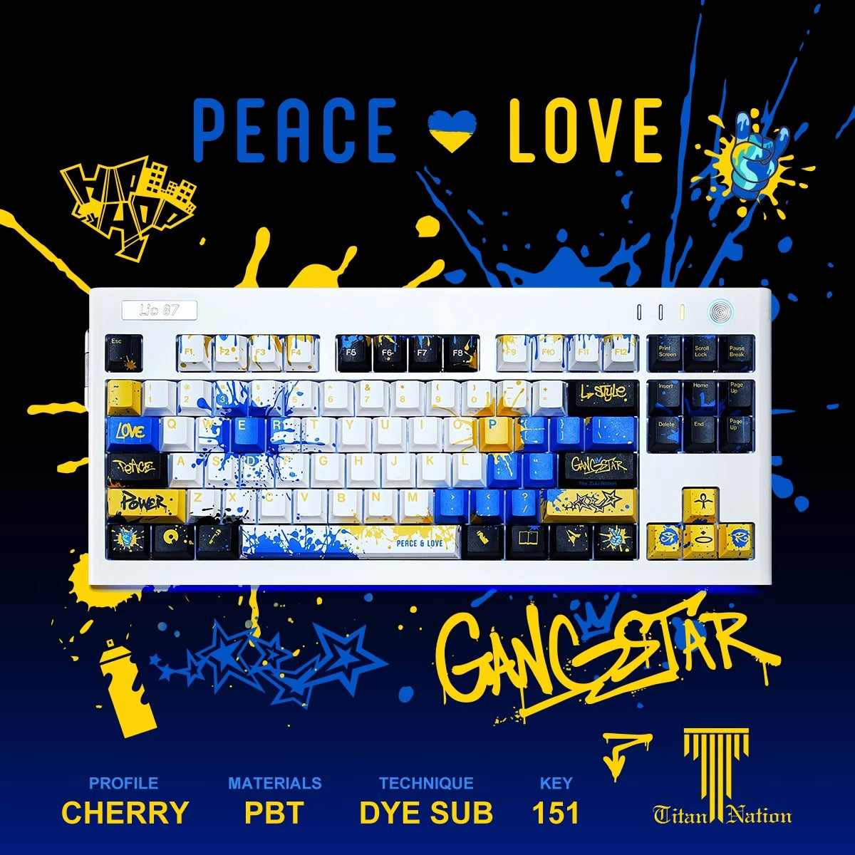 Graffiti Keycaps Set mechanical keyboards layout Compatible with Wooting 60HE