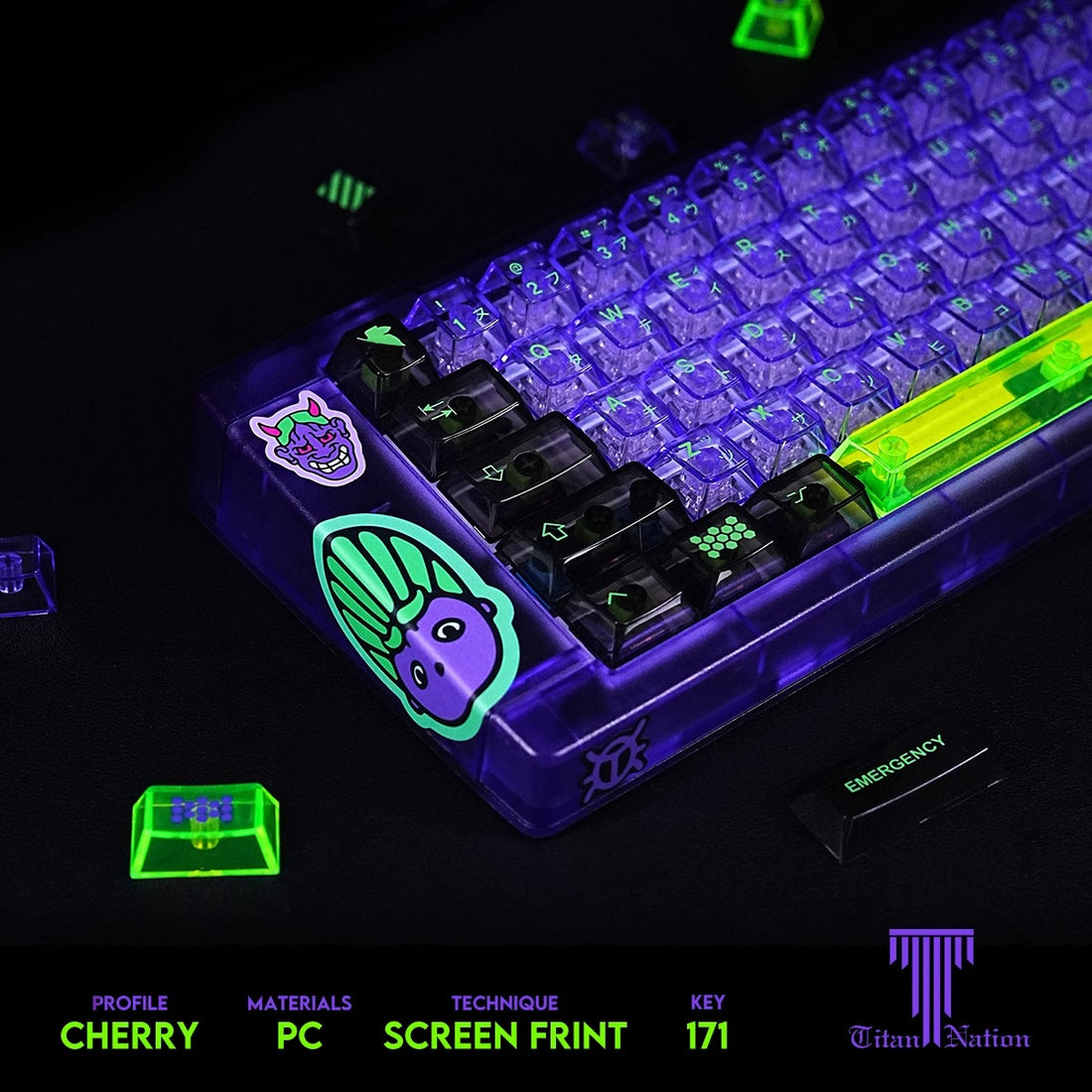 EVA-01 Anime Custom Keycaps set mechanical keyboards layout Compatible with Wooting 60HE