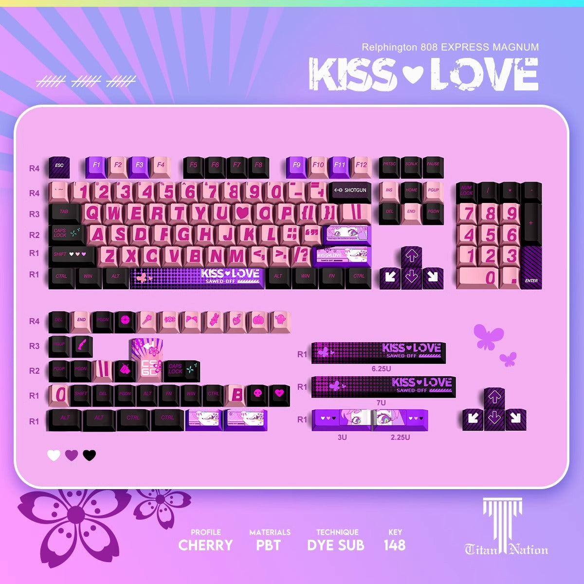 CSGO Kiss Love Custom PBT Keycaps Set mechanical keyboards layout Compatible with Keychron K2