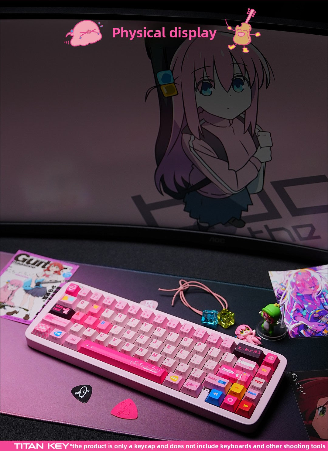 Titan Nation Bocchi the Rock Pochi-chan Keycaps – Pink PBT Set - Titan Nation