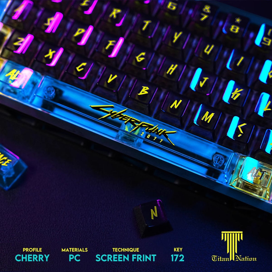 Custom Cyberpunk Keycaps Set mechanical keyboards layout Compatible with Wooting 60HE