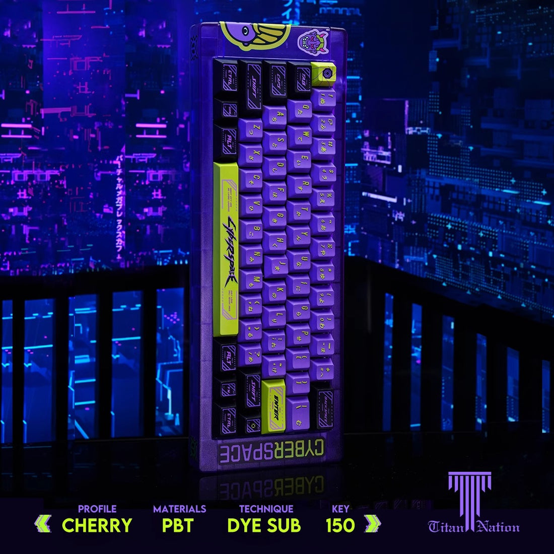 Custom Cyberpunk Keycaps Set mechanical keyboards layout Compatible with Wooting 60HE