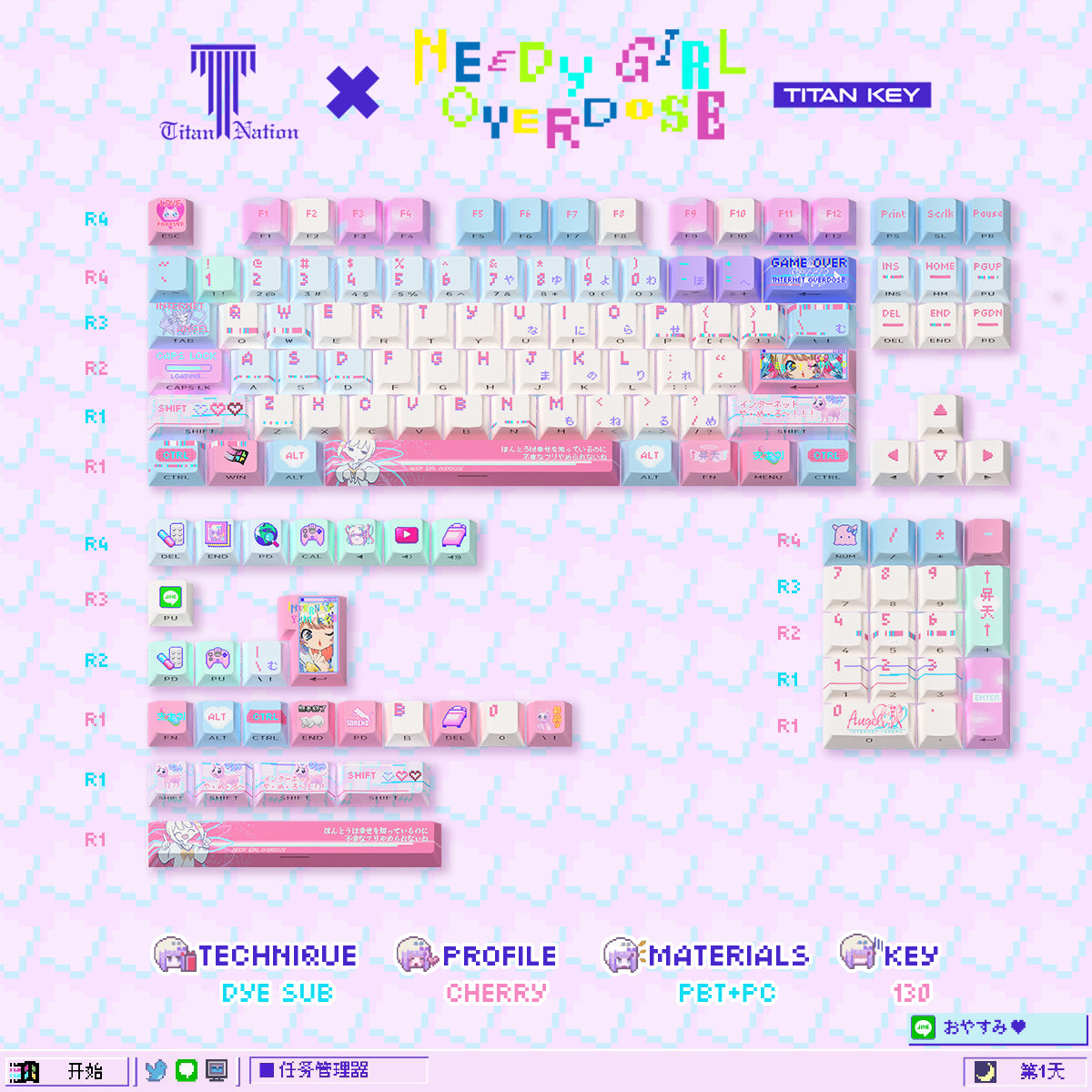 KAngel - Astral Party Wiki Keycaps Compatible with Wooting 60HE, MAD60HE, ACE60, ATK EDGE60, FUN60, WIN60, LUCKY 65, IPI65, REAL67, XTRFY K5, TITAN68, ACE68, MAD68HE, MADE68, HERO68, NANO68, FIRE68, MIG68, and ATK RS6.