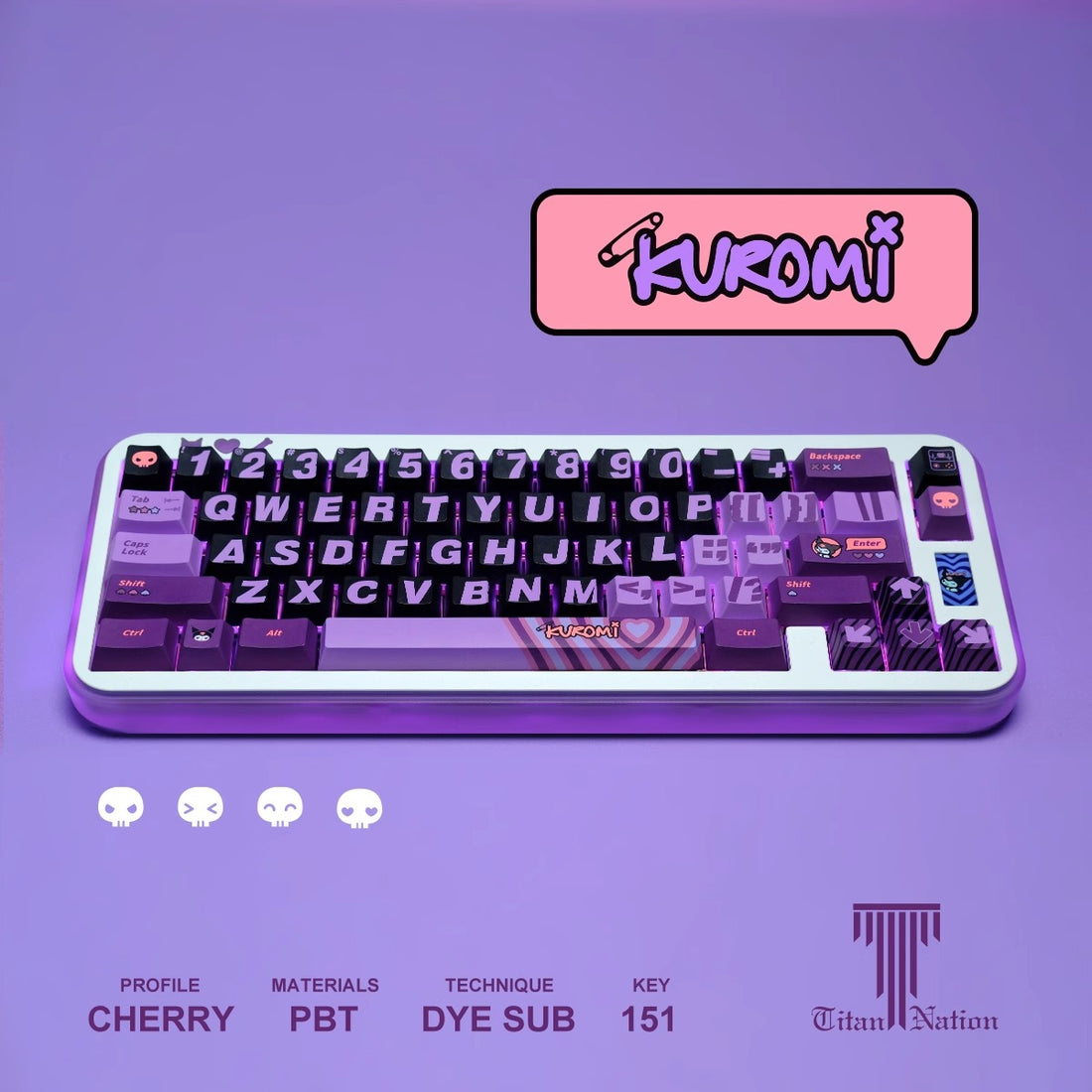 Kuromi Keycap Set keyboards layout compatible with wooting68