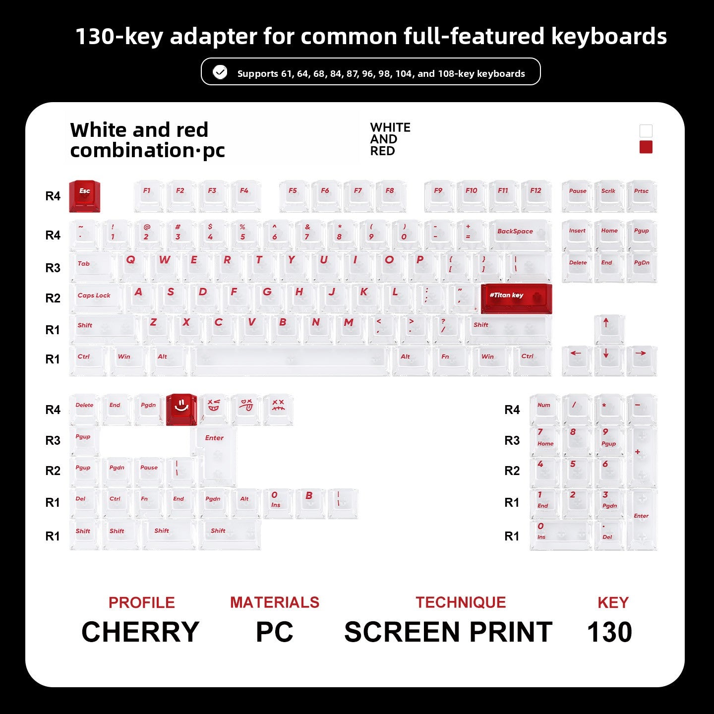Titan Nation Frosted Matte Dual-Tone Keycaps – PC Translucent Set - Titan Nation