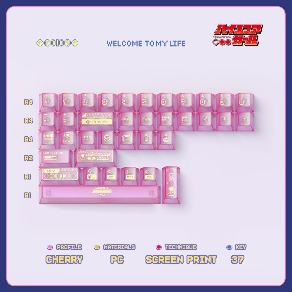 High Score Girl Keycaps Set  mechanical keyboards layout Compatible with Wooting two HE