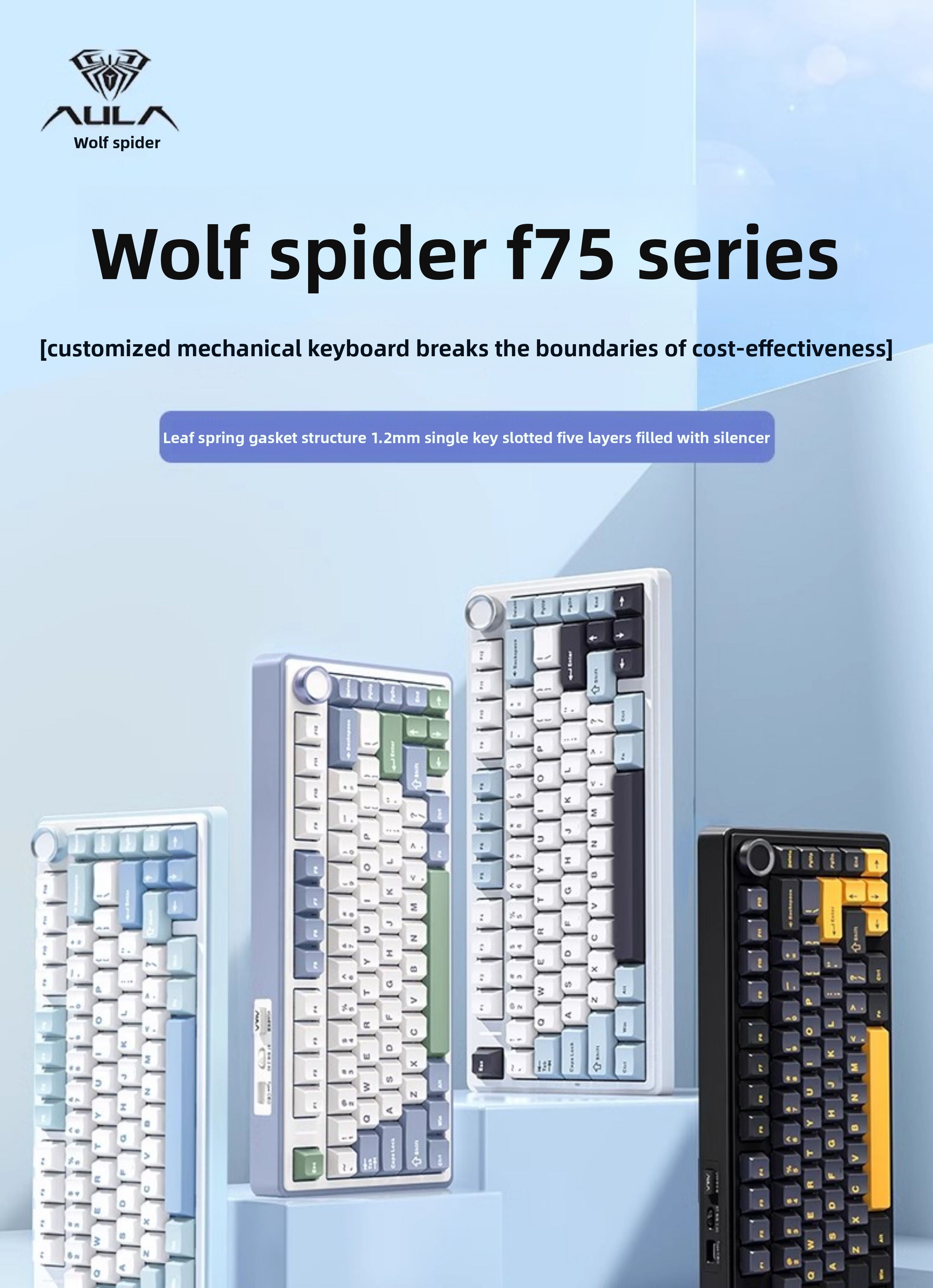 AULA F75 Wireless Custom Mechanical Keyboard RGB Gaming