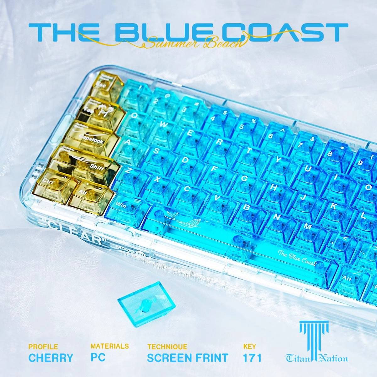 Ocean Transparent Keycaps mechanical keyboards layout Compatible with NuPhy Air75