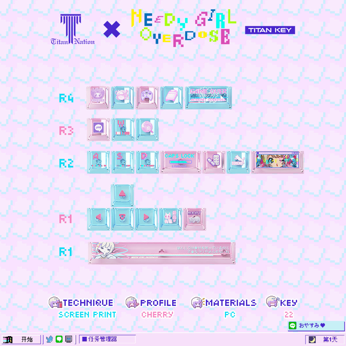 KAngel - Astral Party Wiki Keycaps Compatible with Wooting 60HE, MAD60HE, ACE60, ATK EDGE60, FUN60, WIN60, LUCKY 65, IPI65, REAL67, XTRFY K5, TITAN68, ACE68, MAD68HE, MADE68, HERO68, NANO68, FIRE68, MIG68, and ATK RS6.