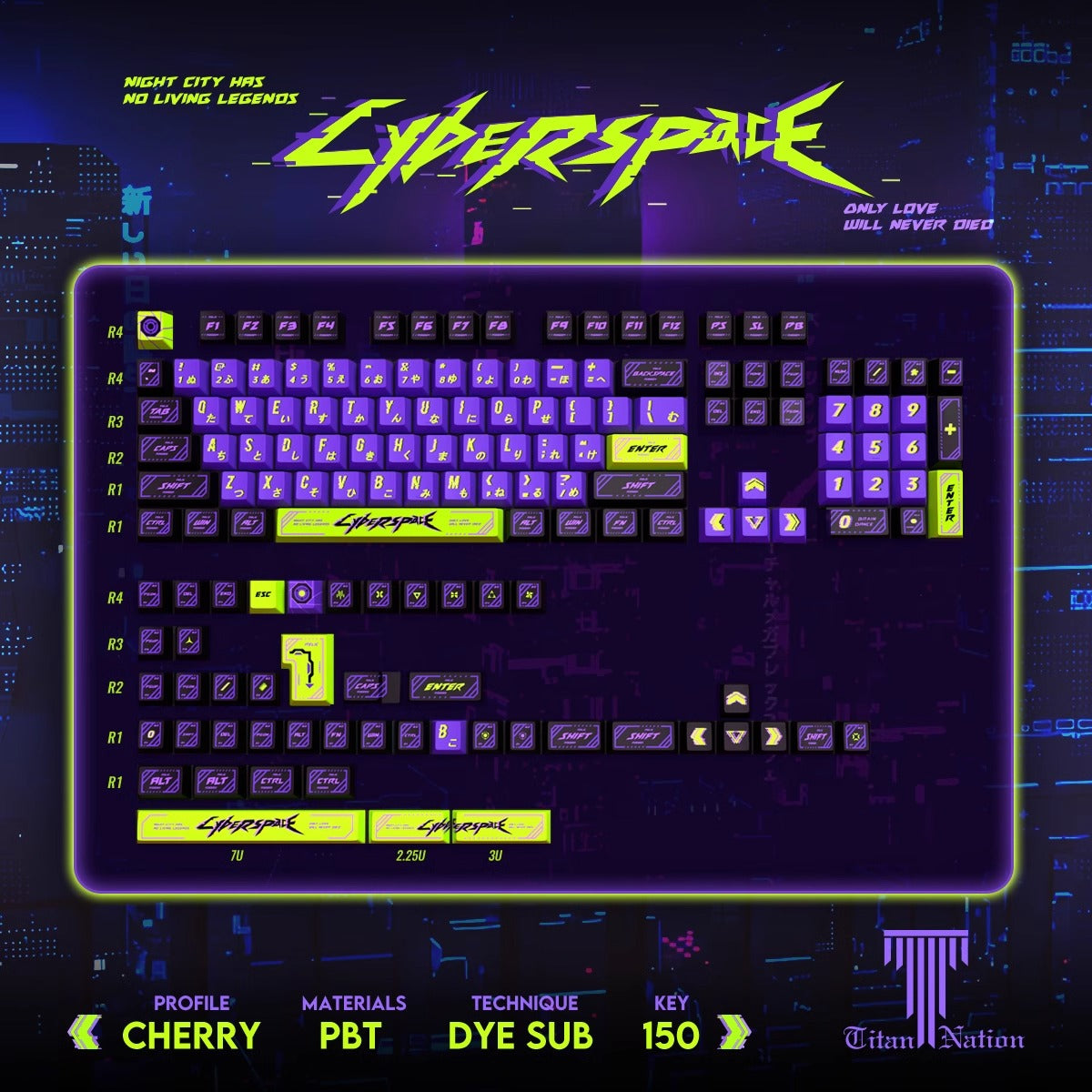 Custom Cyberpunk Keycaps Set mechanical keyboards layout Compatible with NuPhy Air75