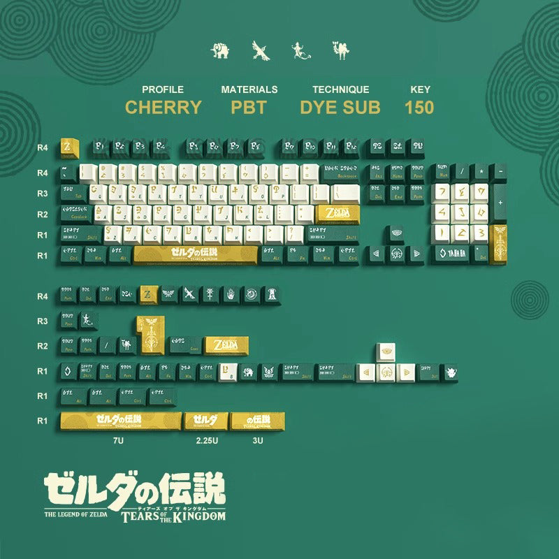 Zelda PBT Keycaps Set  mechanical keyboards layout Compatible with Keychron K7