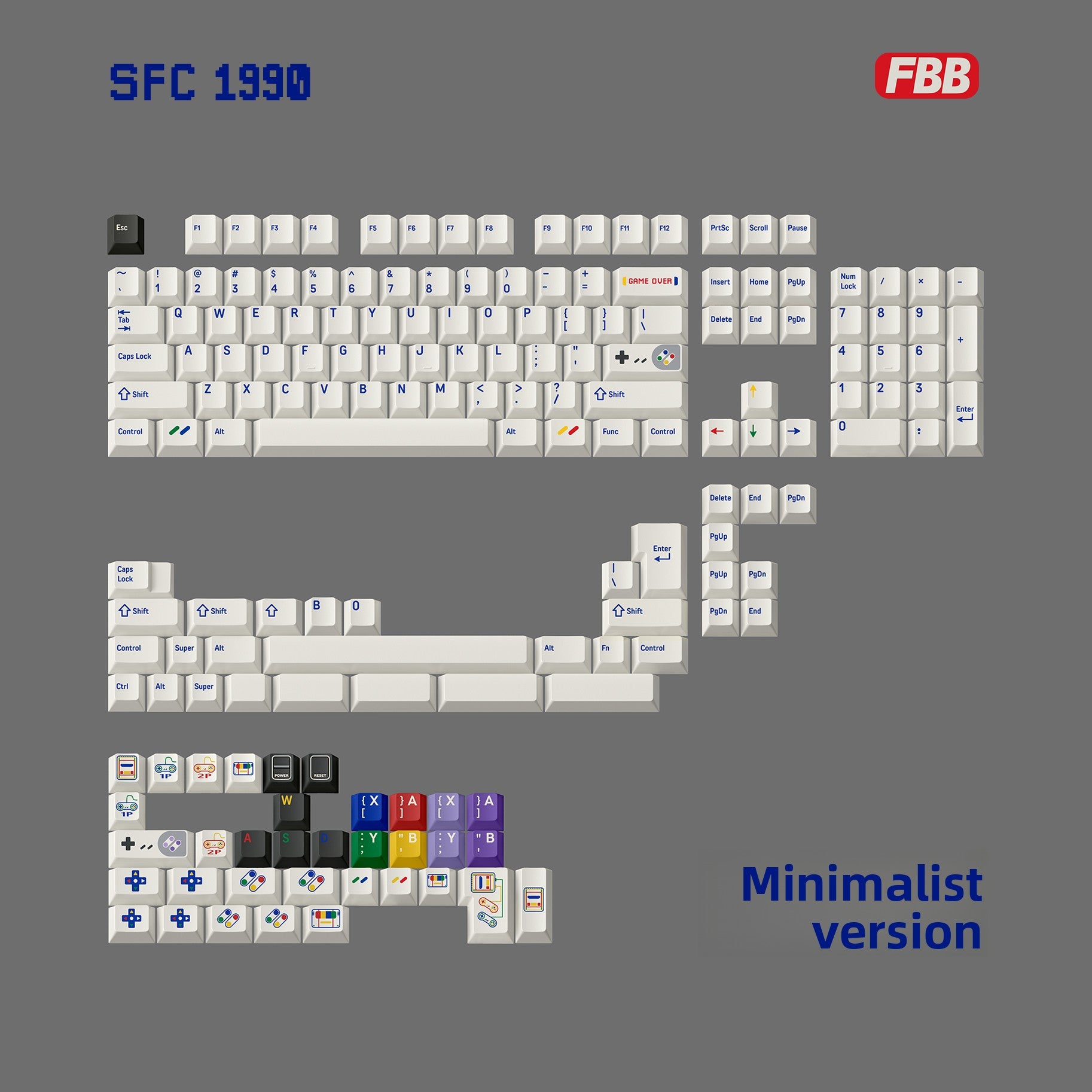 FBB Original SFC 1990 Keycaps – Custom PBT Dye-Sub Set for 87-Key NGC - Titan Nation