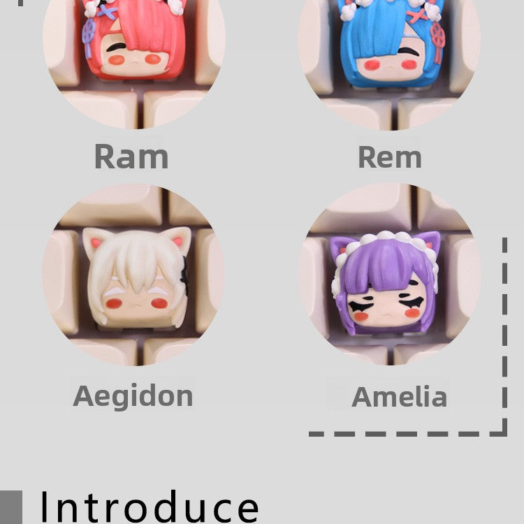 Rem & Ram Anime Artisan Keycap for Mechanical Keyboard Gift