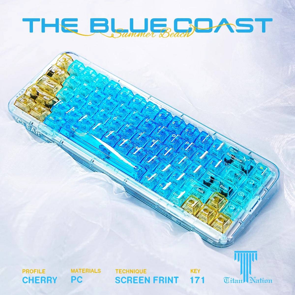 Ocean Transparent Keycaps mechanical keyboards layout Compatible with NuPhy Halo75