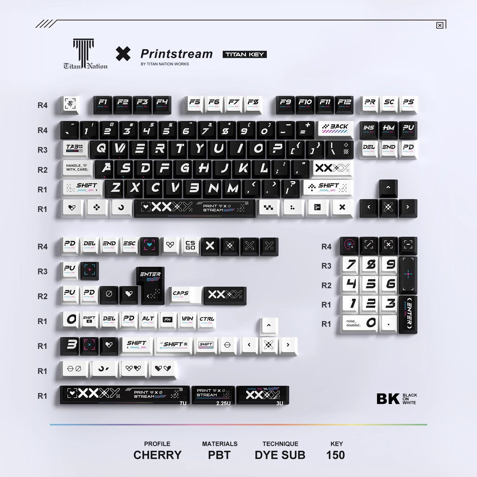 CSGO Printstream Custom keycaps Set mechanical keyboards layout Compatible with Keychron K8