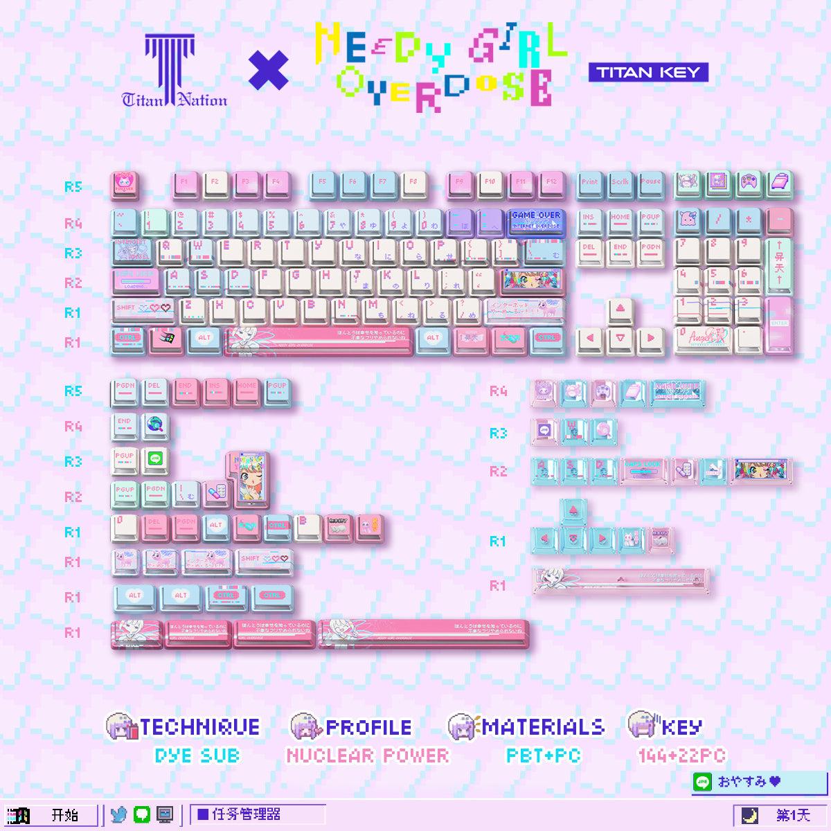 KAngel - Astral Party Wiki Keycaps Compatible with Wooting 60HE, MAD60HE, ACE60, ATK EDGE60, FUN60, WIN60, LUCKY 65, IPI65, REAL67, XTRFY K5, TITAN68, ACE68, MAD68HE, MADE68, HERO68, NANO68, FIRE68, MIG68, and ATK RS6.
