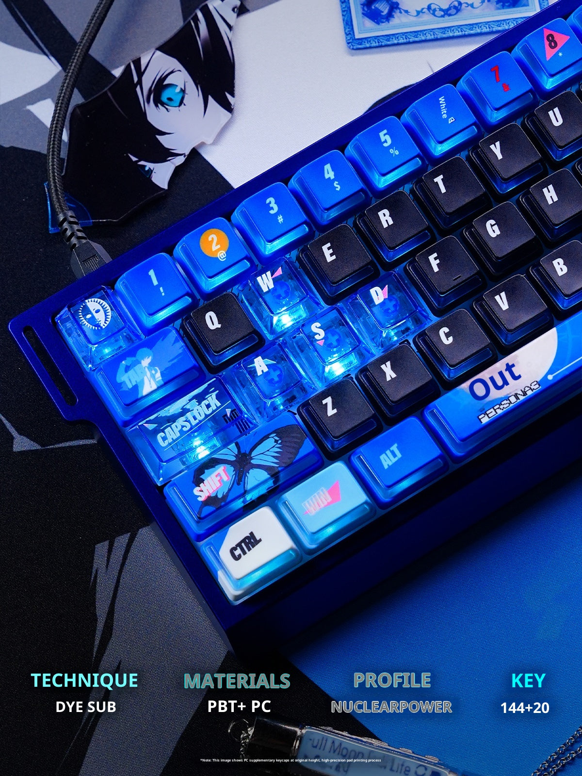 ペルソナ3リロード　キーキャップ Persona 3 Reload Keycaps Set – PBT Dye-Sub Blue Nuclear Style