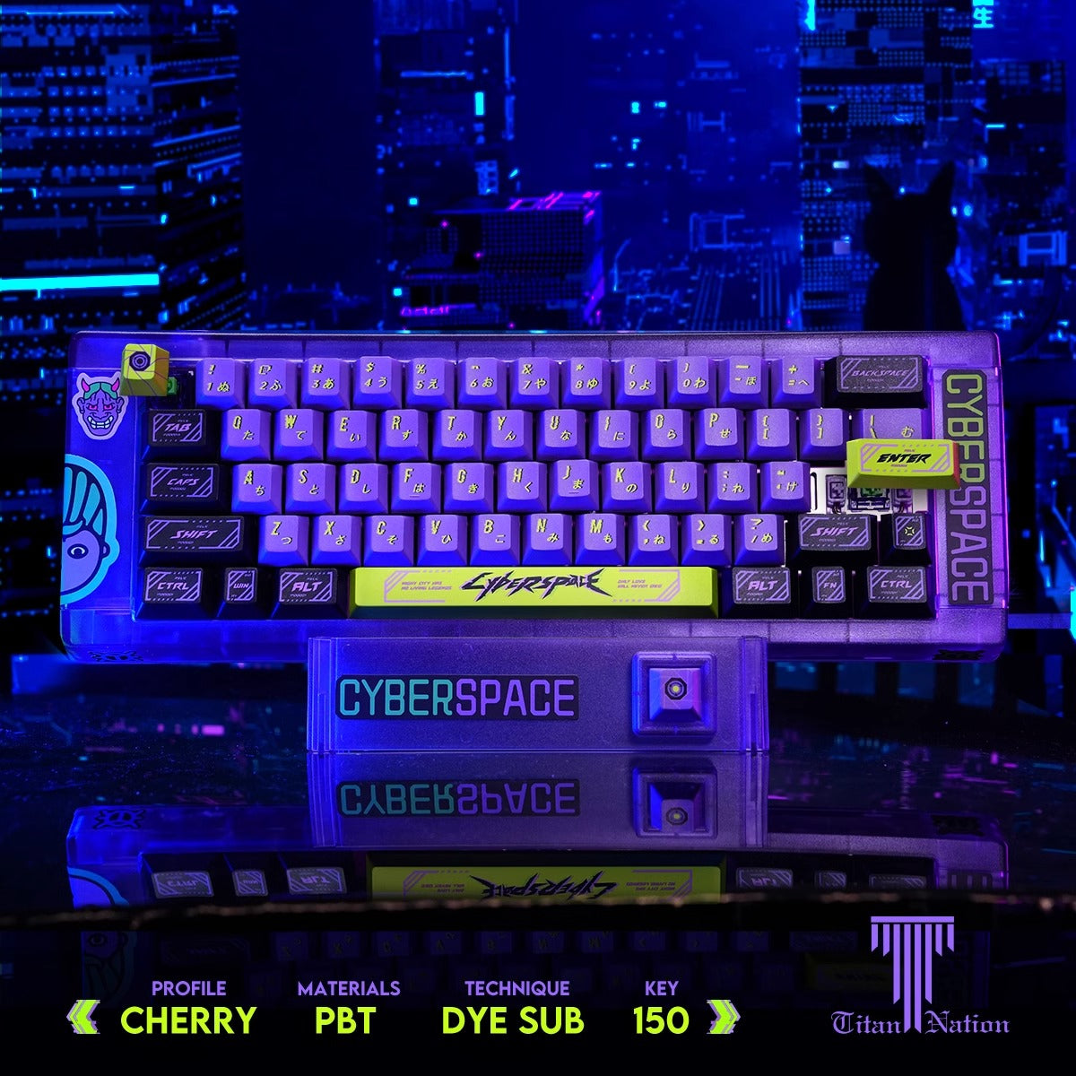 Custom Cyberpunk Keycaps Set mechanical keyboards layout Compatible with Wooting 80HE