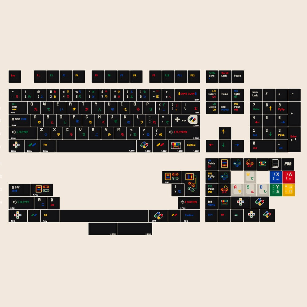 FBB Original SFC 1990 Keycaps – Custom PBT Dye-Sub Set for 87-Key NGC - Titan Nation