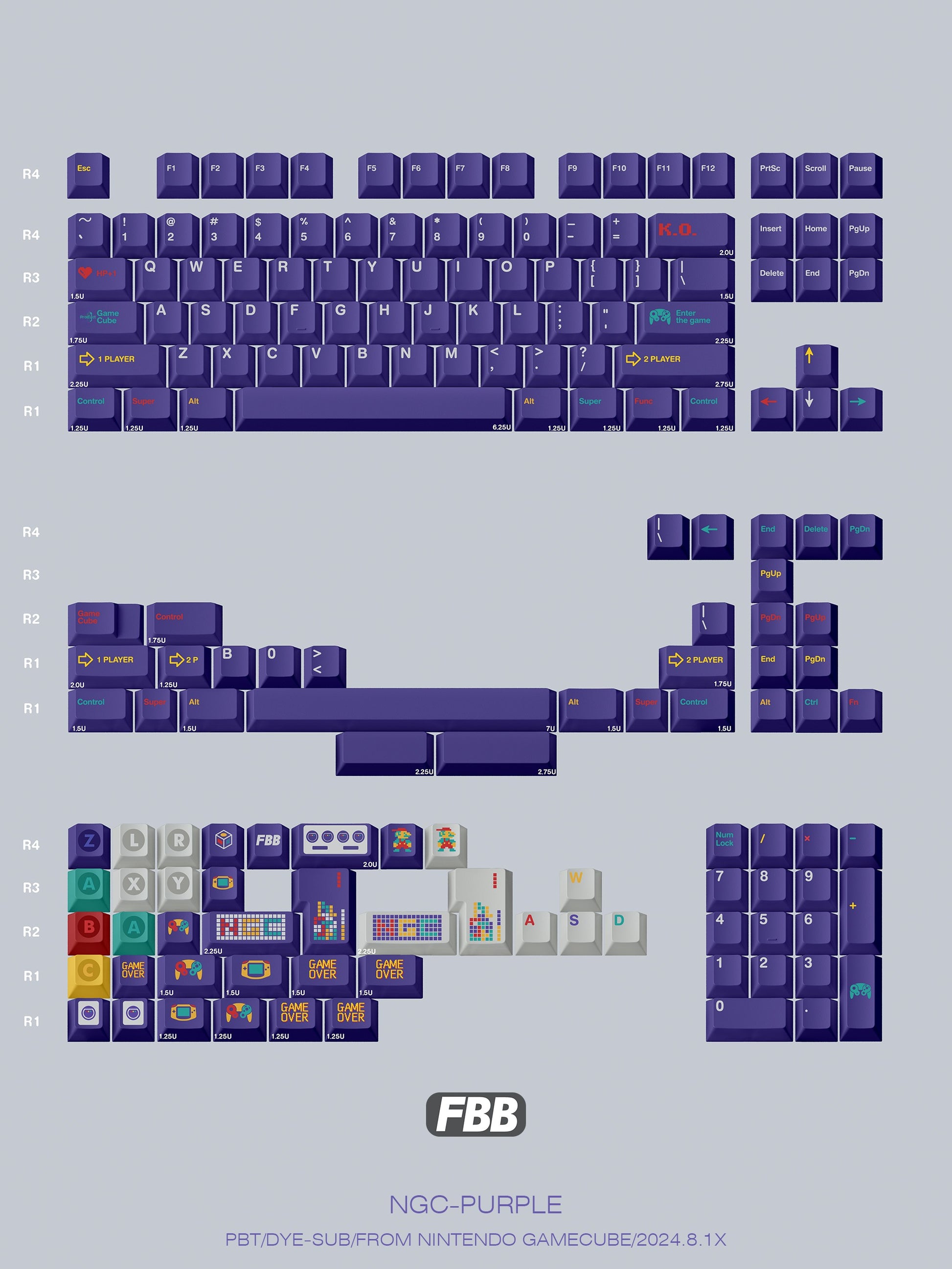FBB Original SFC 1990 Keycaps – Custom PBT Dye-Sub Set for 87-Key NGC - Titan Nation
