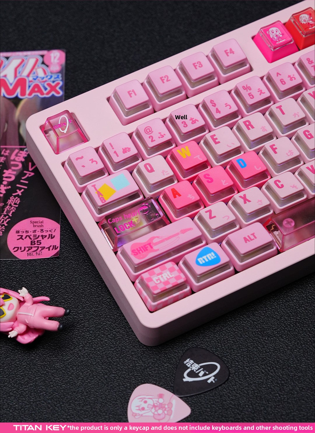 Titan Nation Bocchi the Rock Pochi-chan Keycaps – Pink PBT Set - Titan Nation