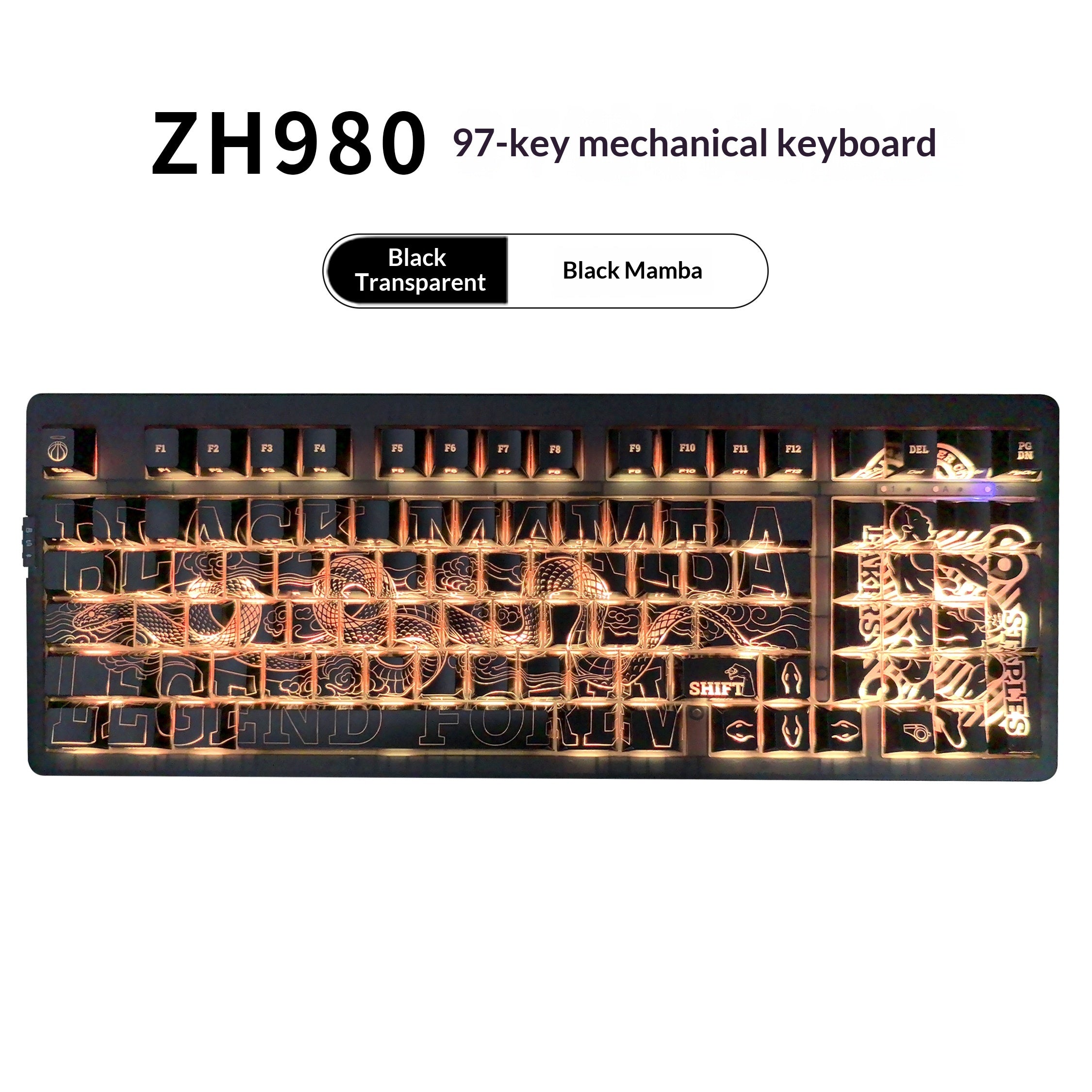 プレイヤー ZH980 Black Transparent Spider-Web Mechanical Keyboard | Gaming