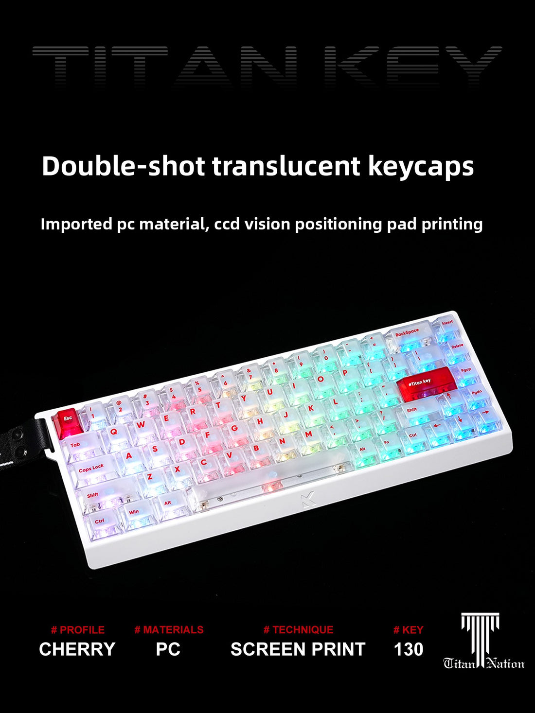 Titan Nation Frosted Matte Dual-Tone Keycaps – PC Translucent Set - Titan Nation