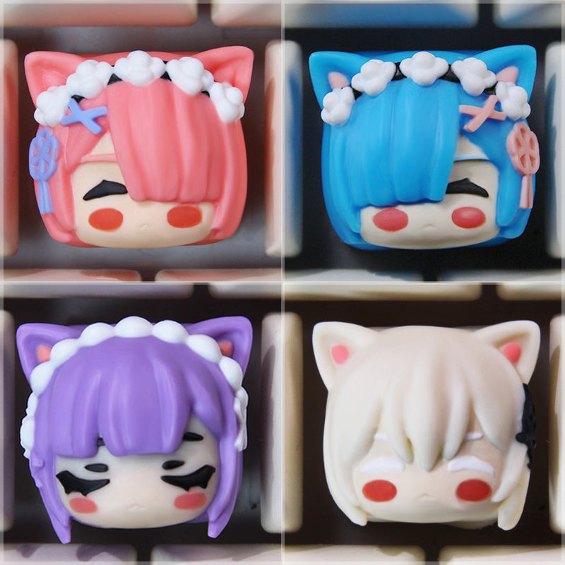 Rem & Ram Anime Artisan Keycap for Mechanical Keyboard Gift