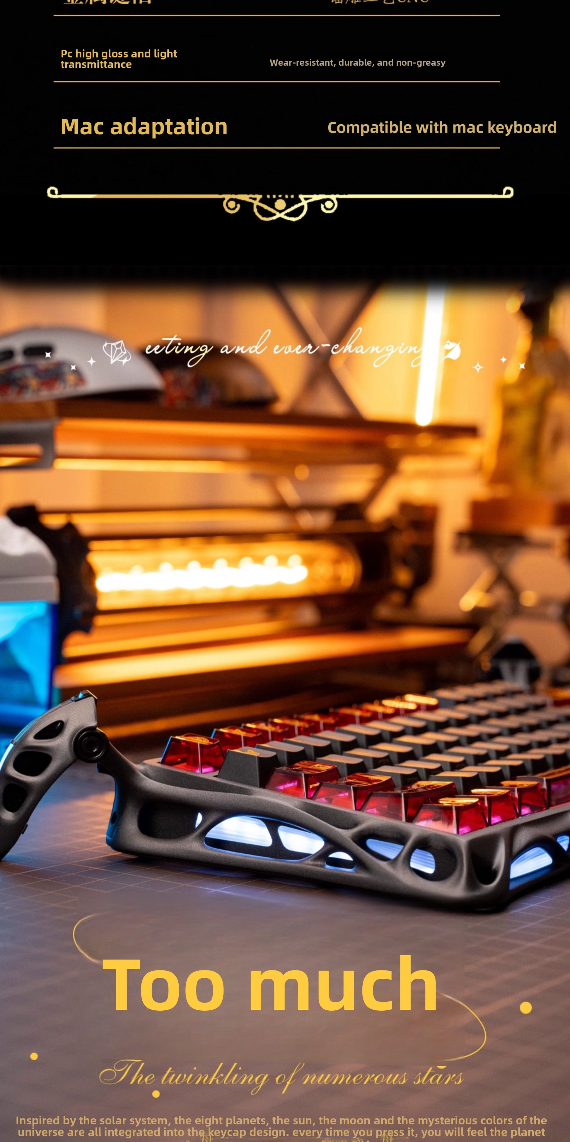 NORIIY Solar System Keycaps – Original PBT+PC Shine-Through Cherry Set - Titan Nation