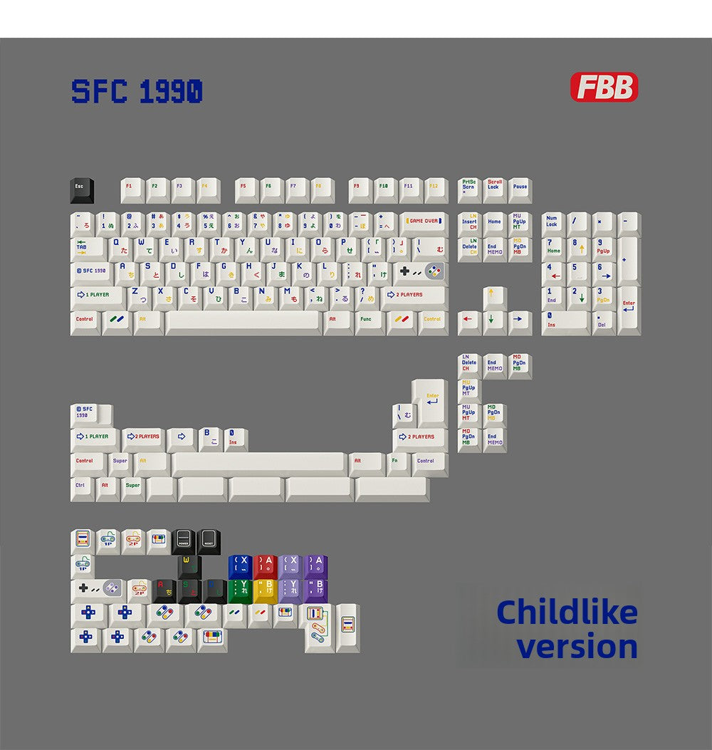FBB Original SFC 1990 Keycaps – Custom PBT Dye-Sub Set for 87-Key NGC - Titan Nation
