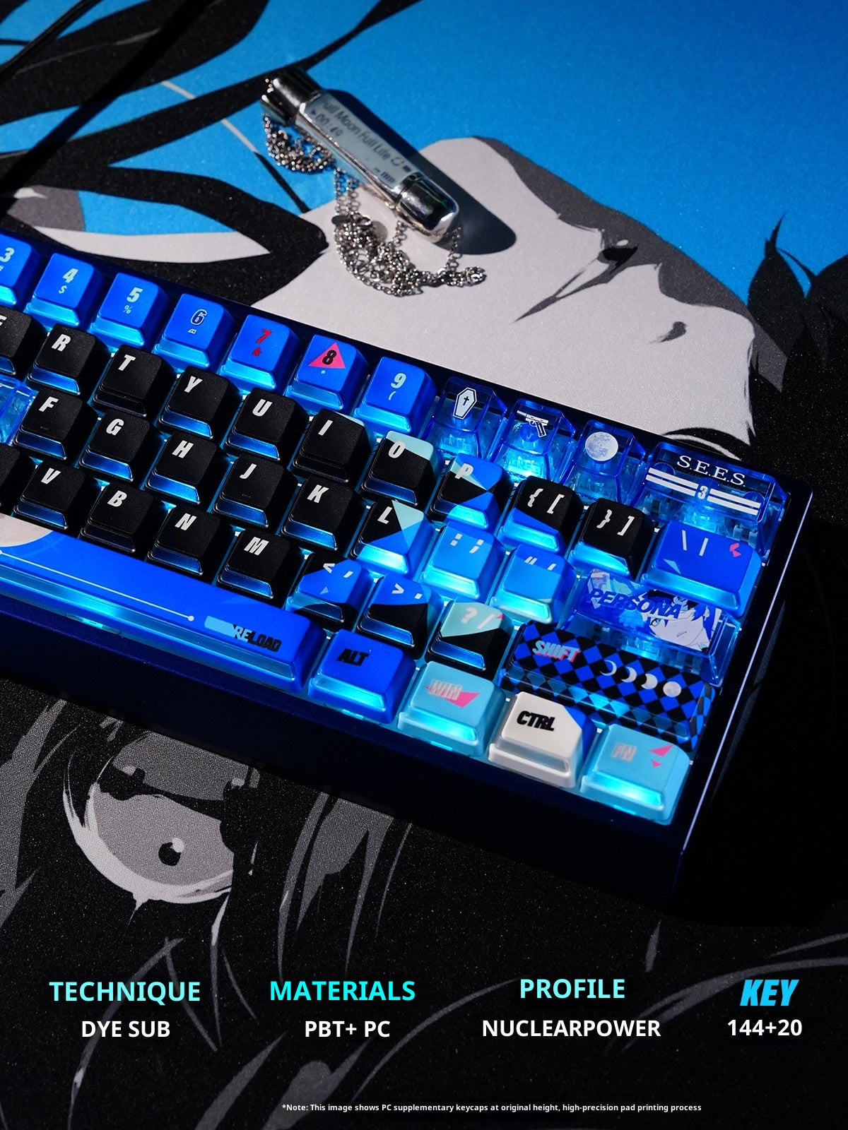 Persona 3 Reload Keycaps Set – PBT Dye-Sub Blue Nuclear Style