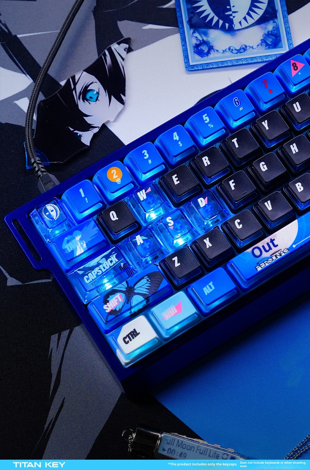 Persona 3 Reload Keycaps Set – PBT Dye-Sub Blue Nuclear Style