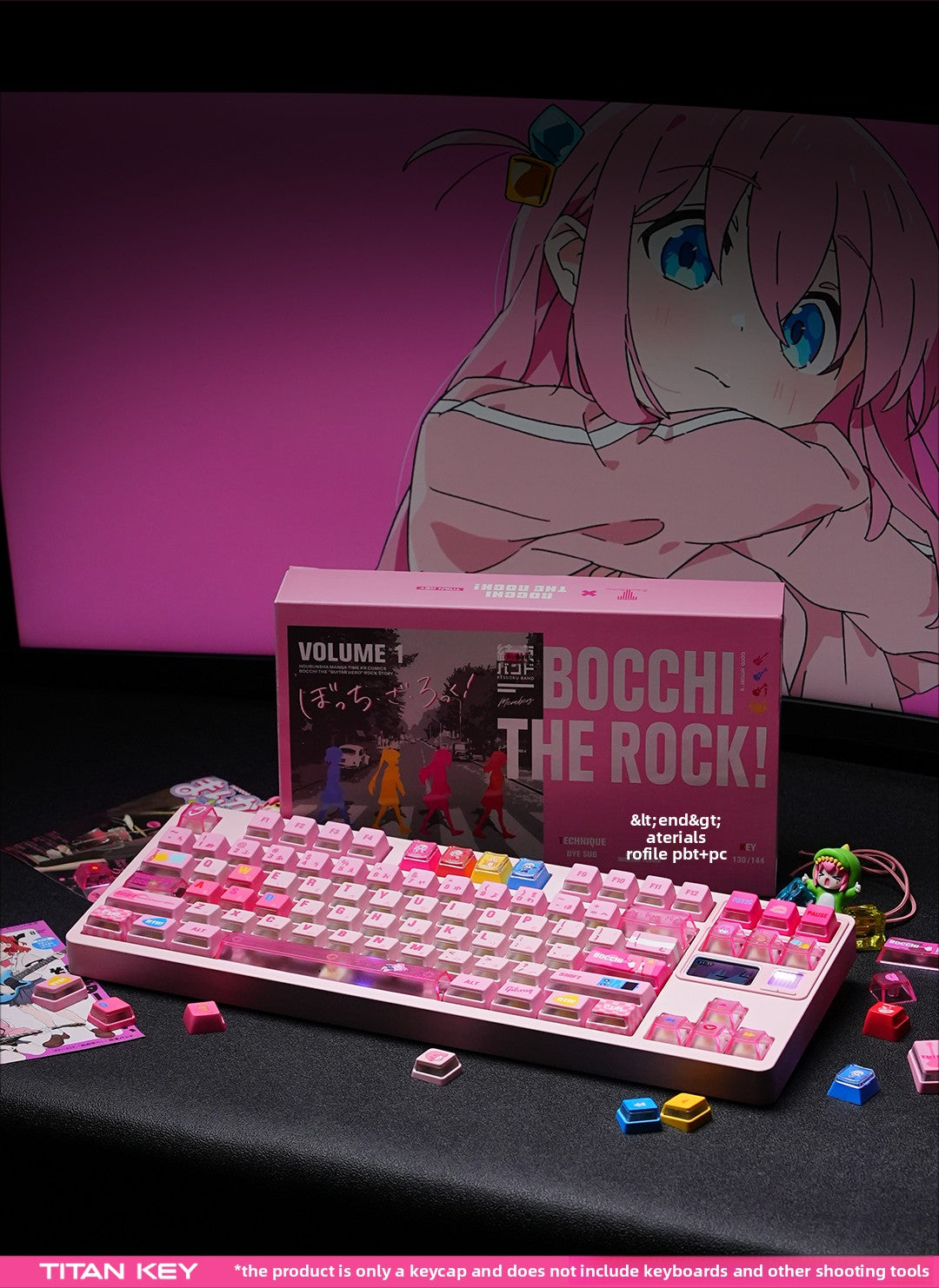 Titan Nation Bocchi the Rock Pochi-chan Keycaps – Pink PBT Set - Titan Nation