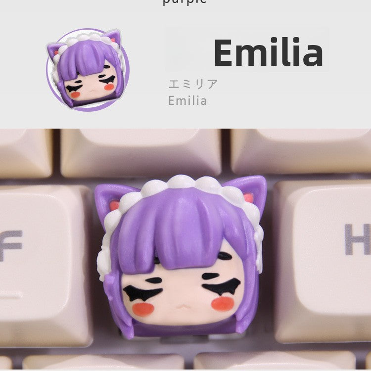 Rem & Ram Anime Artisan Keycap for Mechanical Keyboard Gift
