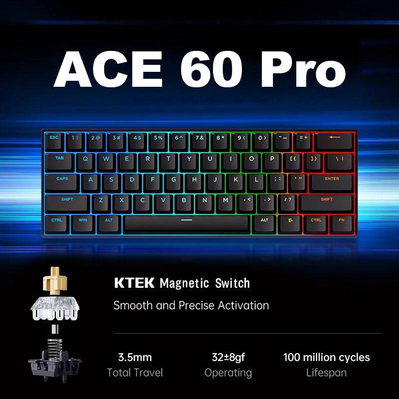 MCHOSE Ace 60 PRO layout is similar to Wooting60HE and MAD60HE, supports quick triggering