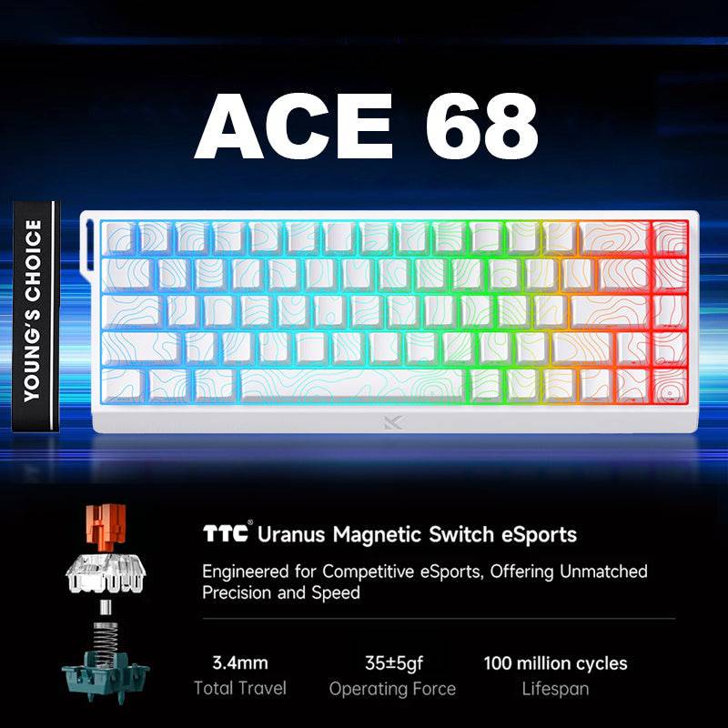 MCHOSE ACE 68 layout is similar to Wooting60HE and MAD68HE, supports quick triggering