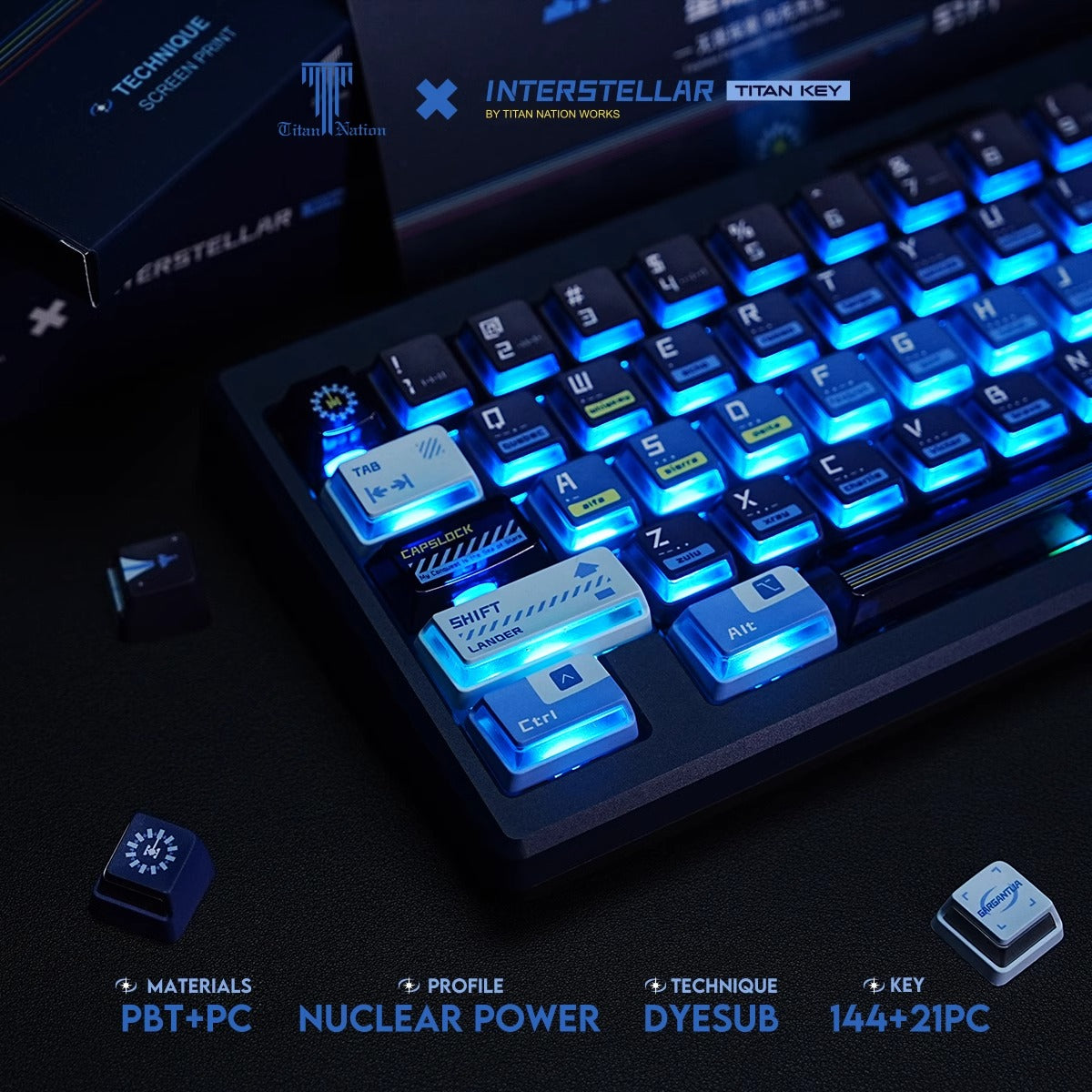 Interstellar PC PBT Keycaps Set mechanical keyboards layout Compatible with Wooting 80 HE