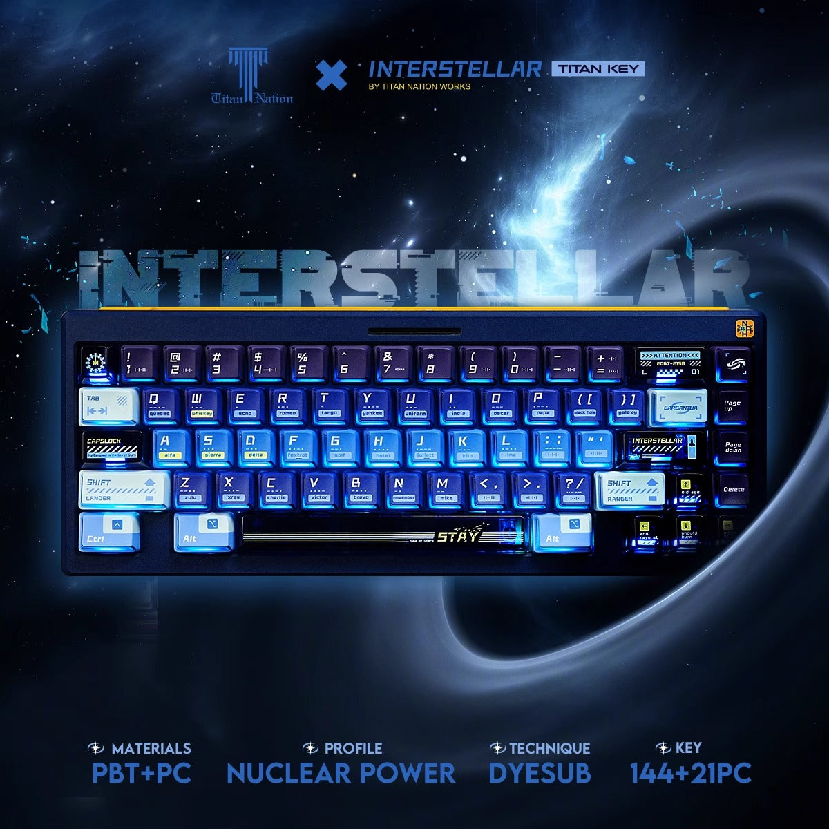 Interstellar Layout Titan Nation —— Interstellar PCPBT Keycaps Set