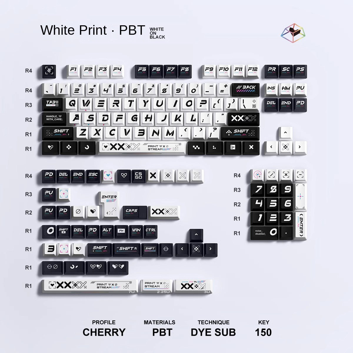 CSGO Printstream Custom keycaps Set mechanical keyboards layout Compatible with Keychron K3