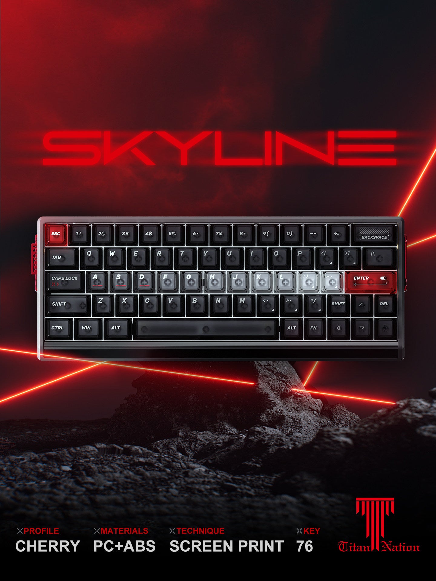 Skyline Black Keycaps – Transparent PC Keycaps for 60% & 75% Keyboards