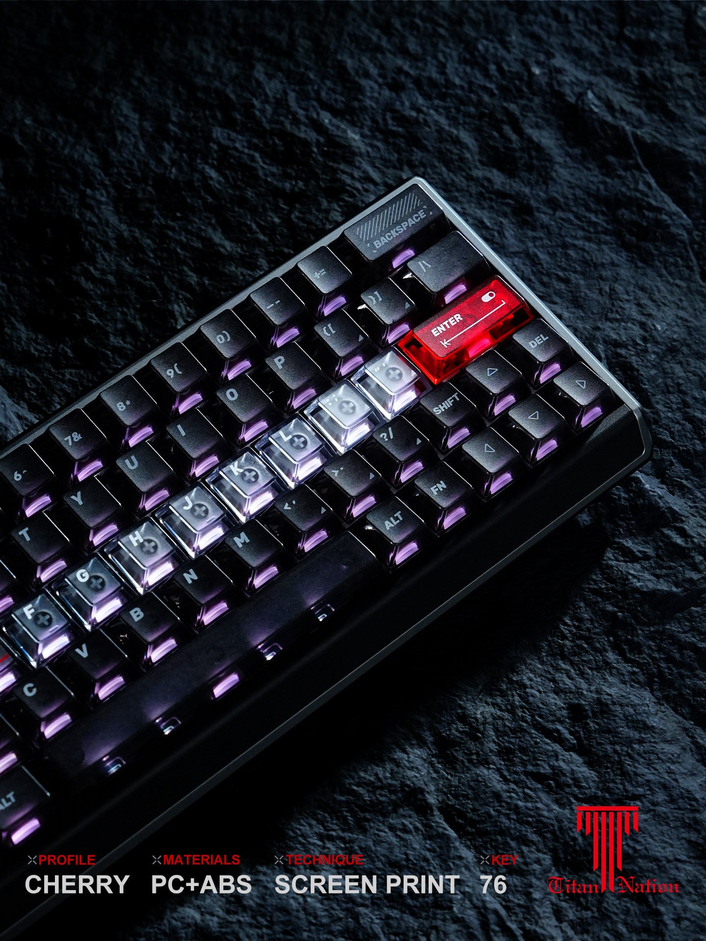 Skyline Black Keycaps – Transparent PC Keycaps for 60% & 75% Keyboards