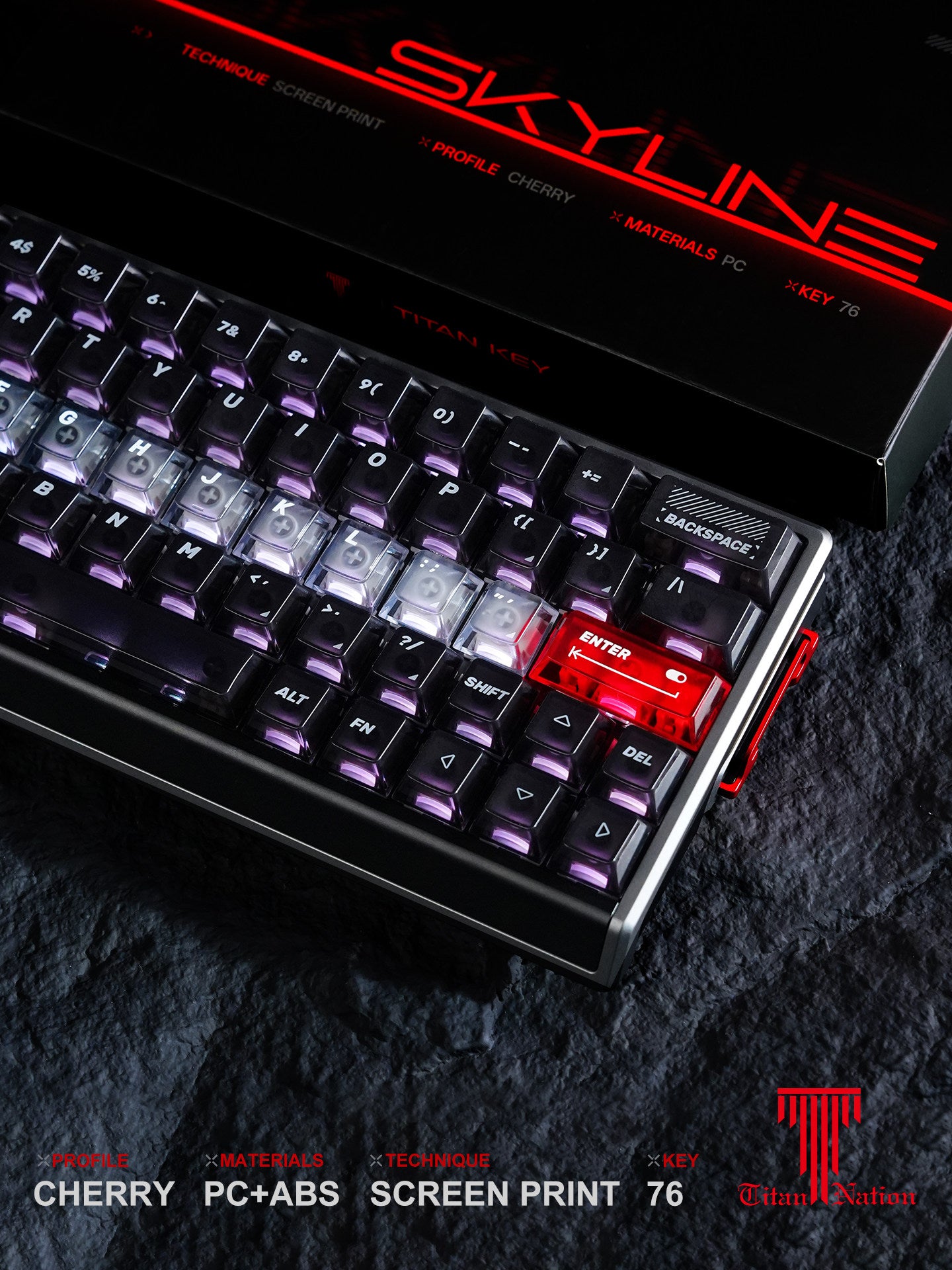 Skyline Black Keycaps – Transparent PC Keycaps for 60% & 75% Keyboards